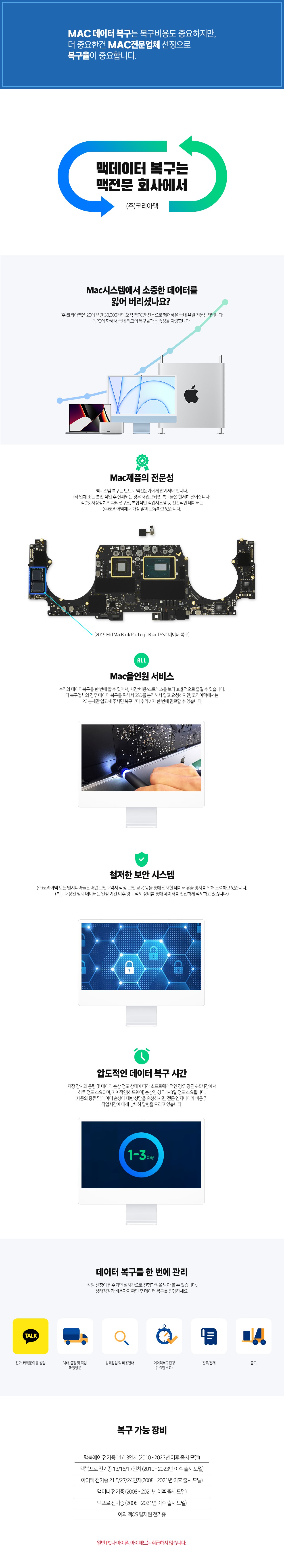코리아맥 맥 데이터 복구 안내 이미지